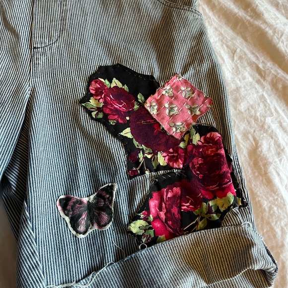 Floral Patchwork Upcycled Jean Jumpsuit - Picture 2 of 10